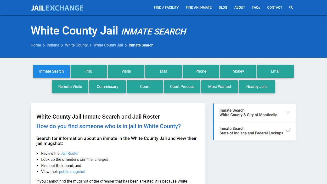 Inmate Search: Roster & Mugshots - White County Jail, IN
